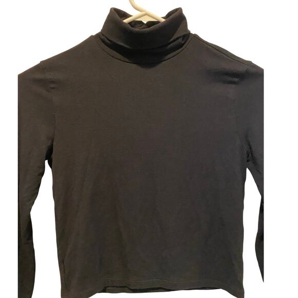 Forever 21 Fitted Turtleneck Long Sleeve Crop Top Small Black Stretch Jersey - Picture 5 of 6